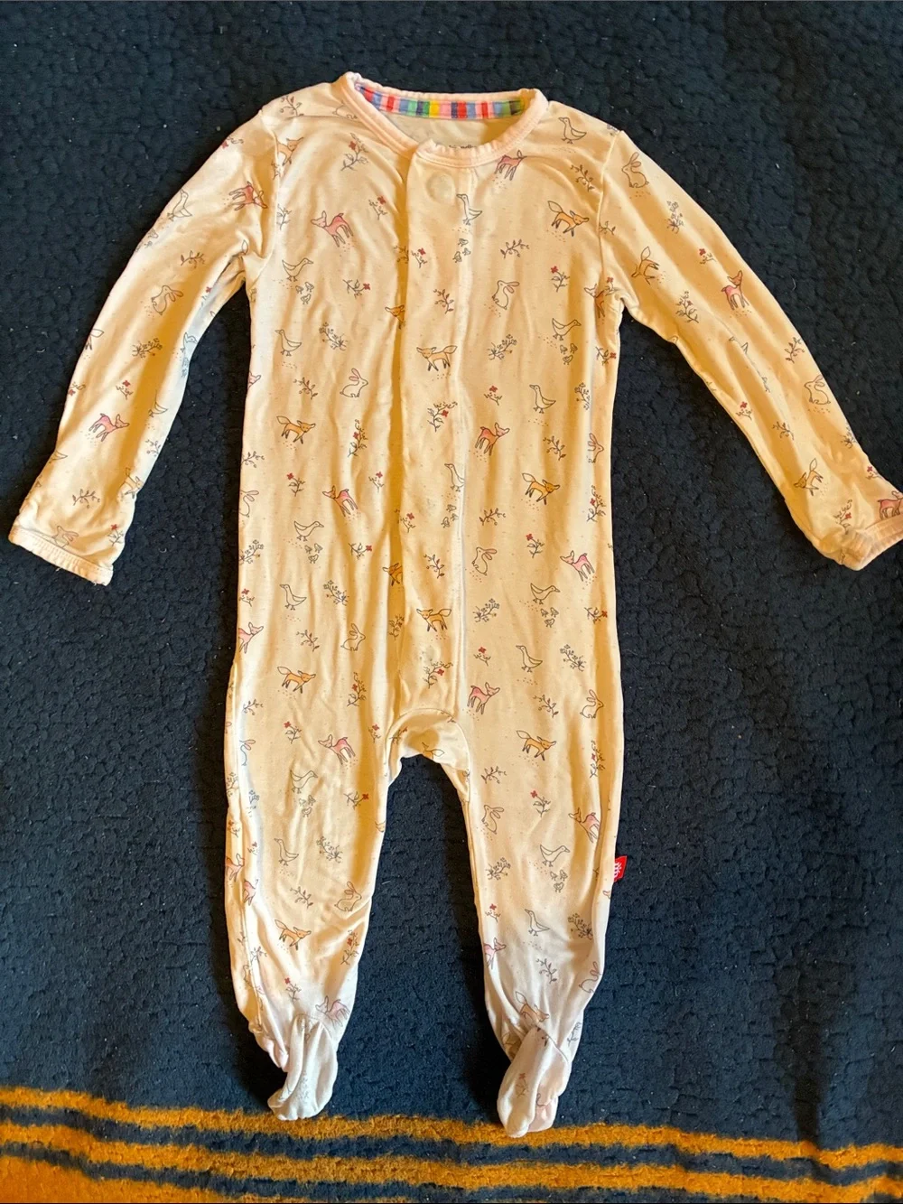 Magnetic Me pink Footed One-Piece with Tiny Animal Print